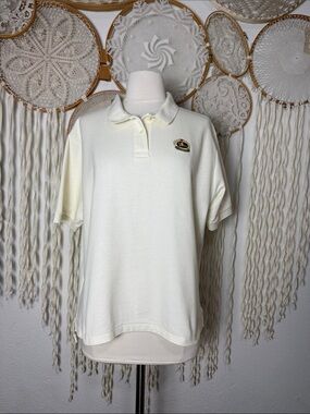 Vintage Burberry's Ivory 100% Cotton Women's Short Sleeve Polo Large